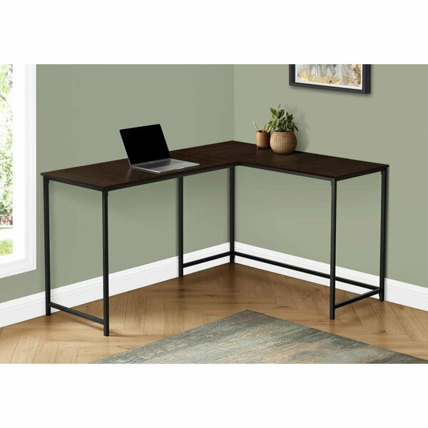 Daphnes Dinnette 58 in. Metal Corner Computer Desk, Espresso Top - Black DA2618273